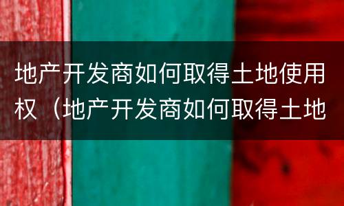 地产开发商如何取得土地使用权（地产开发商如何取得土地使用权证明）