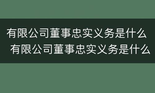 有限公司董事忠实义务是什么 有限公司董事忠实义务是什么呢