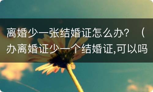 离婚少一张结婚证怎么办？（办离婚证少一个结婚证,可以吗）