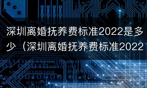 深圳离婚抚养费标准2022是多少（深圳离婚抚养费标准2022是多少岁）
