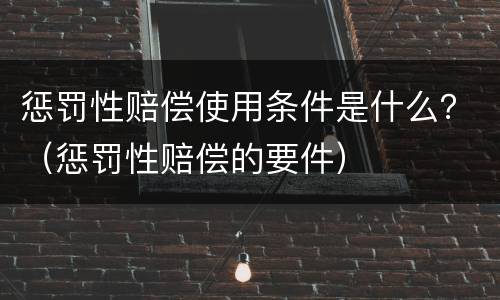 惩罚性赔偿使用条件是什么？（惩罚性赔偿的要件）