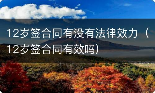 12岁签合同有没有法律效力（12岁签合同有效吗）