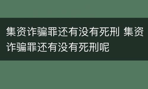集资诈骗罪还有没有死刑 集资诈骗罪还有没有死刑呢