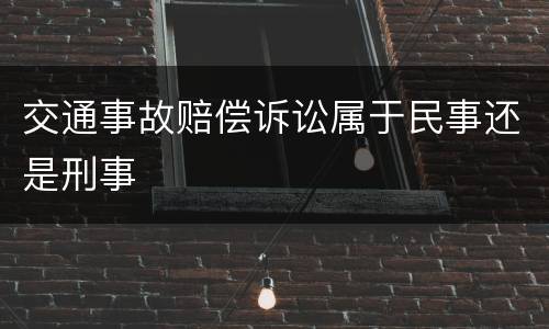 交通事故赔偿诉讼属于民事还是刑事