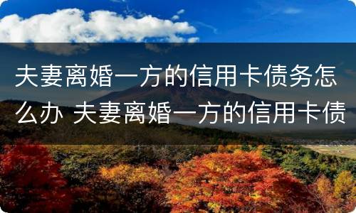 夫妻离婚一方的信用卡债务怎么办 夫妻离婚一方的信用卡债务怎么办呢