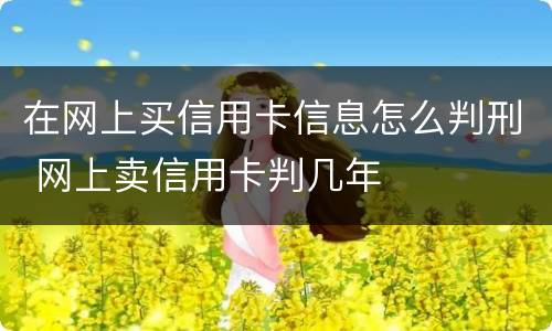 在网上买信用卡信息怎么判刑 网上卖信用卡判几年