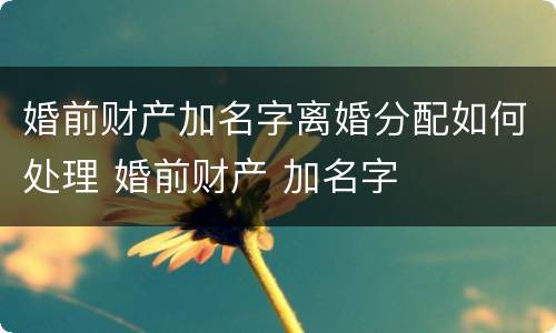 婚前财产加名字离婚分配如何处理 婚前财产 加名字