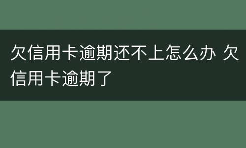 欠信用卡逾期还不上怎么办 欠信用卡逾期了