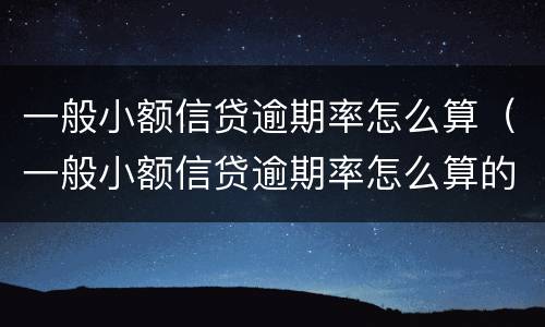 一般小额信贷逾期率怎么算（一般小额信贷逾期率怎么算的）