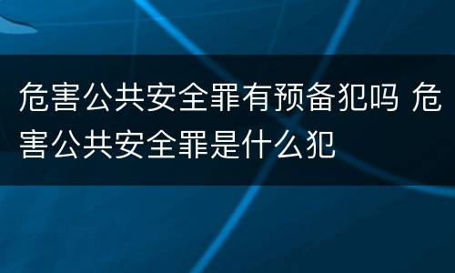危害公共安全罪有预备犯吗 危害公共安全罪是什么犯