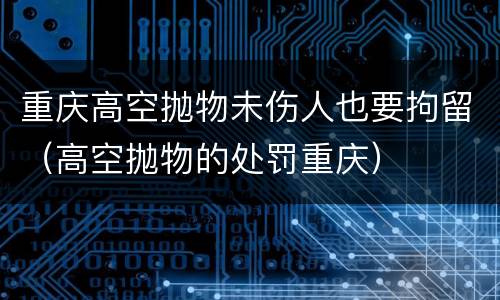 重庆高空抛物未伤人也要拘留（高空抛物的处罚重庆）