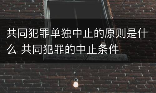 共同犯罪单独中止的原则是什么 共同犯罪的中止条件