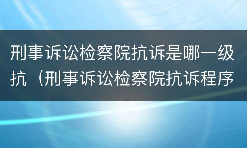 刑事诉讼检察院抗诉是哪一级抗（刑事诉讼检察院抗诉程序）