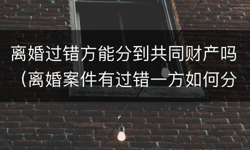 离婚过错方能分到共同财产吗（离婚案件有过错一方如何分割财产）