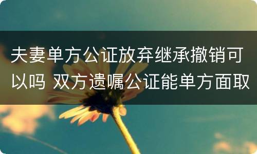 夫妻单方公证放弃继承撤销可以吗 双方遗嘱公证能单方面取消吗