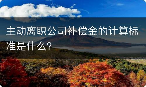 主动离职公司补偿金的计算标准是什么？