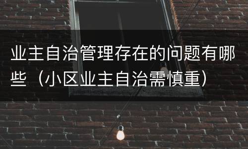 业主自治管理存在的问题有哪些（小区业主自治需慎重）