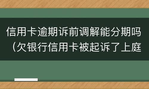 信用卡逾期诉前调解能分期吗（欠银行信用卡被起诉了上庭可以要求分期吗）