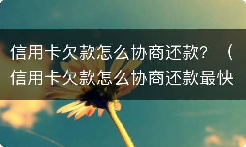 信用卡欠款怎么协商还款？（信用卡欠款怎么协商还款最快）