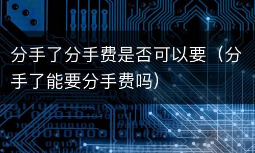 分手了分手费是否可以要（分手了能要分手费吗）