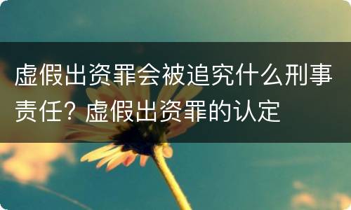 虚假出资罪会被追究什么刑事责任? 虚假出资罪的认定
