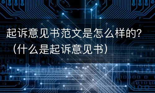 起诉意见书范文是怎么样的？（什么是起诉意见书）