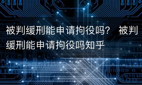 被判缓刑能申请拘役吗？ 被判缓刑能申请拘役吗知乎