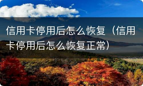 信用卡停用后怎么恢复（信用卡停用后怎么恢复正常）