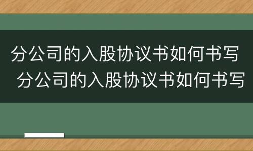 分公司的入股协议书如何书写 分公司的入股协议书如何书写有效
