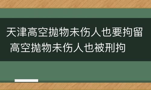 天津高空抛物未伤人也要拘留 高空抛物未伤人也被刑拘