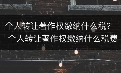 个人转让著作权缴纳什么税？ 个人转让著作权缴纳什么税费