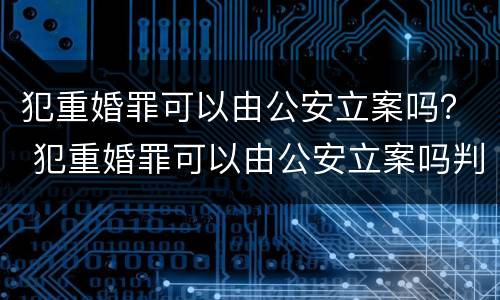 犯重婚罪可以由公安立案吗？ 犯重婚罪可以由公安立案吗判多久