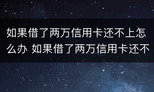如果借了两万信用卡还不上怎么办 如果借了两万信用卡还不上怎么办呢