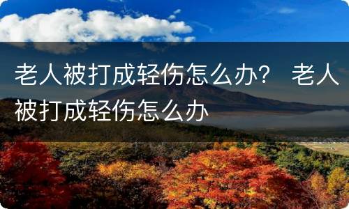 老人被打成轻伤怎么办？ 老人被打成轻伤怎么办