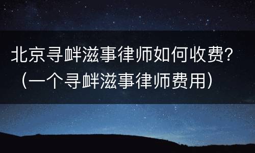 北京寻衅滋事律师如何收费？（一个寻衅滋事律师费用）