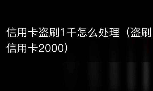 信用卡盗刷1千怎么处理（盗刷信用卡2000）