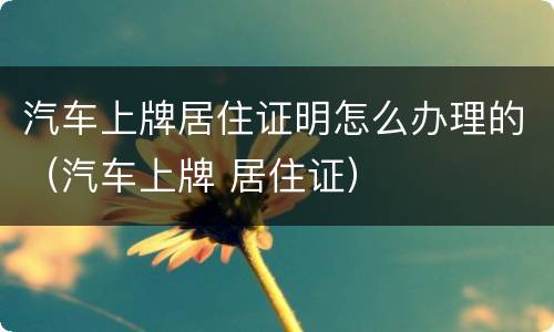 汽车上牌居住证明怎么办理的（汽车上牌 居住证）
