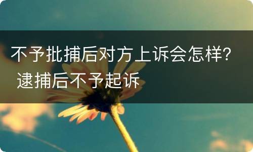 不予批捕后对方上诉会怎样？ 逮捕后不予起诉