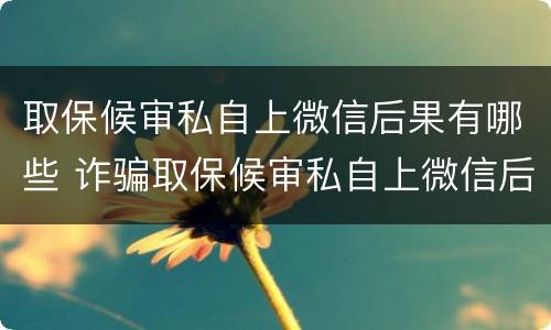 取保候审私自上微信后果有哪些 诈骗取保候审私自上微信后果