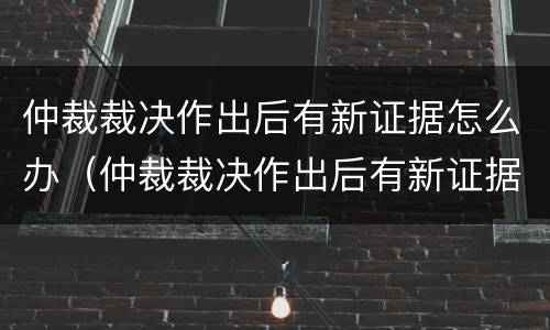 仲裁裁决作出后有新证据怎么办（仲裁裁决作出后有新证据怎么办理）