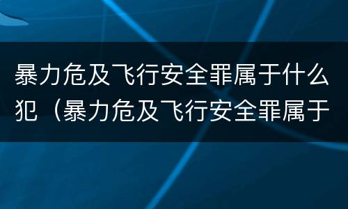 暴力危及飞行安全罪属于什么犯（暴力危及飞行安全罪属于什么犯罪类型）