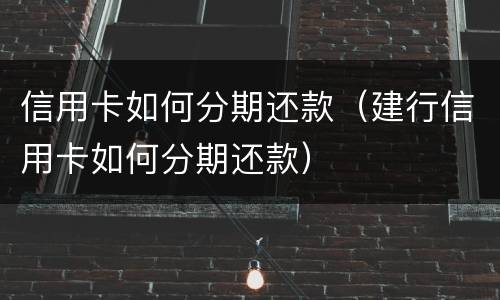 信用卡如何分期还款（建行信用卡如何分期还款）