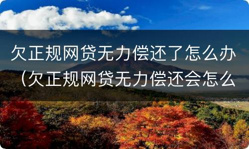 欠正规网贷无力偿还了怎么办（欠正规网贷无力偿还会怎么样）