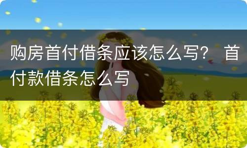 购房首付借条应该怎么写？ 首付款借条怎么写