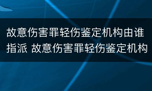 故意伤害罪轻伤鉴定机构由谁指派 故意伤害罪轻伤鉴定机构由谁指派的