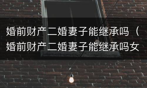 婚前财产二婚妻子能继承吗（婚前财产二婚妻子能继承吗女方）