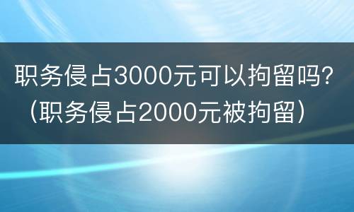 职务侵占3000元可以拘留吗？（职务侵占2000元被拘留）