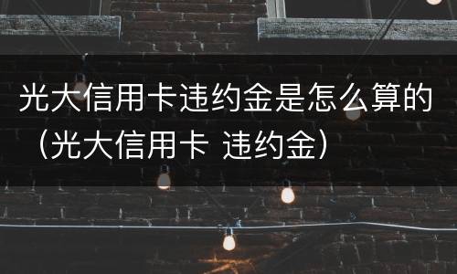 光大信用卡违约金是怎么算的（光大信用卡 违约金）