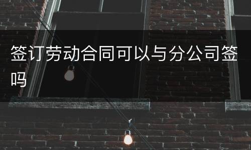 签订劳动合同可以与分公司签吗