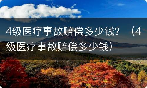 4级医疗事故赔偿多少钱？（4级医疗事故赔偿多少钱）